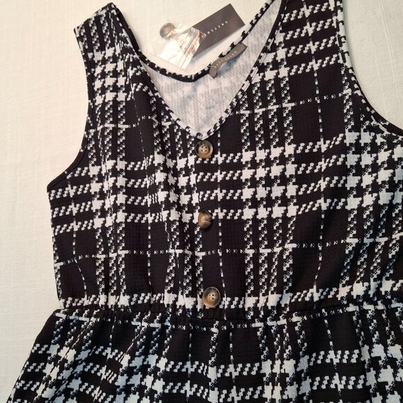 Plus Palazzo Wide Leg Jumpsuit, LG Stretch, Plaid Geometric, Slip On, New w Tags - Picture 11 of 16